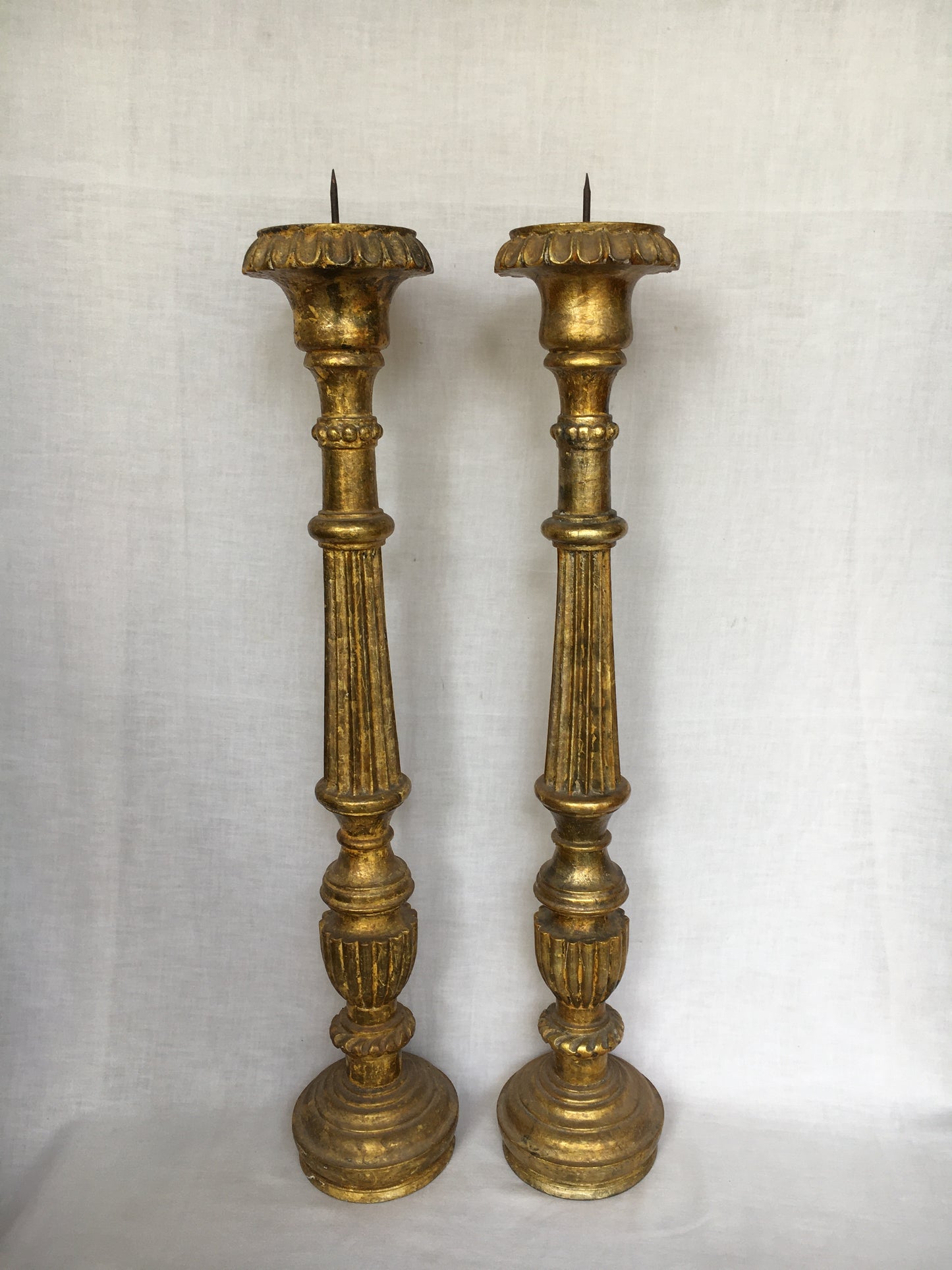 VINTAGE WOODEN CANDLE STAND PAIR - C 177/13