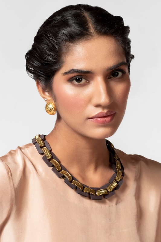BROWN WOVEN NECKLACE - KKM 24.9