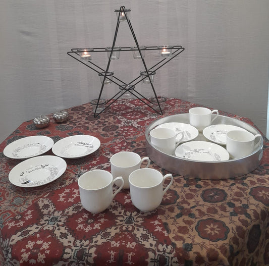 NEWS PAPER CUP & SAUCER SET OF 6 - TC 244.9